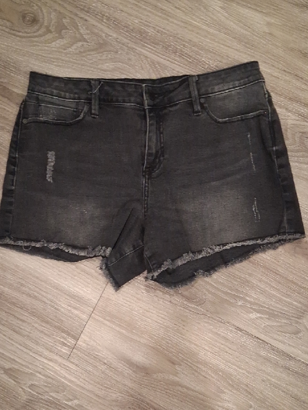 Calvin Klein Black Washed Distressed Denim Shorts